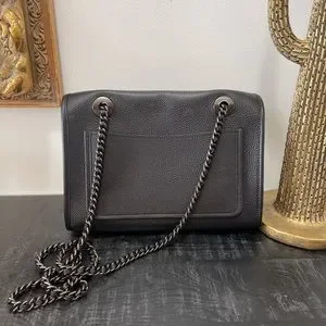 バッグ COACH Parker Chain Shoulder Bag Black Coach Parker Shoulder Bag Black Refined Calf Leather With